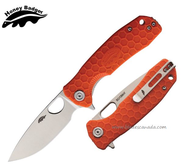 Honey Badger Medium Flipper Folding Knife, FRN Orange, HB1019